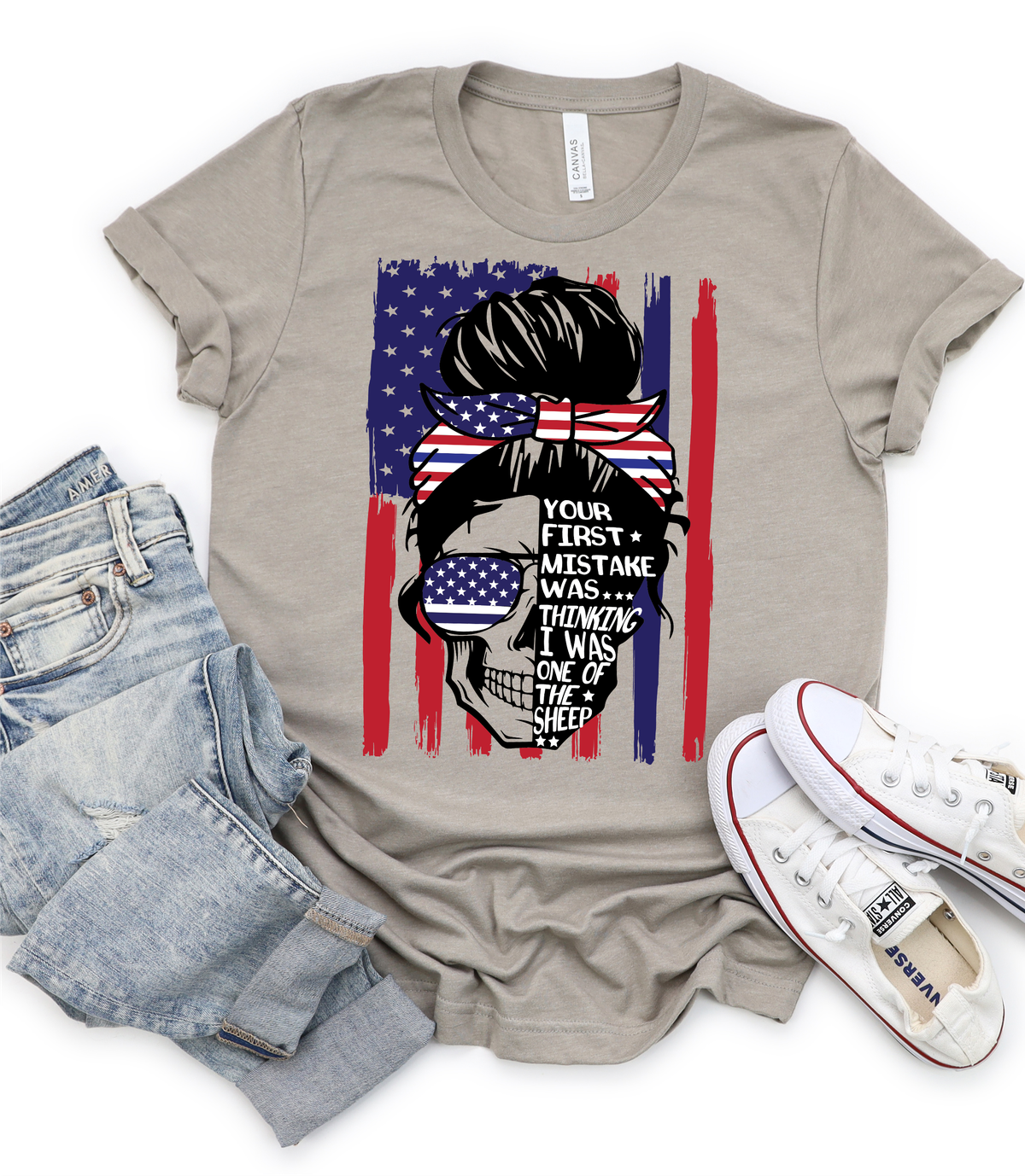 Your first mistake was... thinking I was one of the Sheep mom bun american flag Adult size DTF TRANSFER PRINT TO ORDER 63