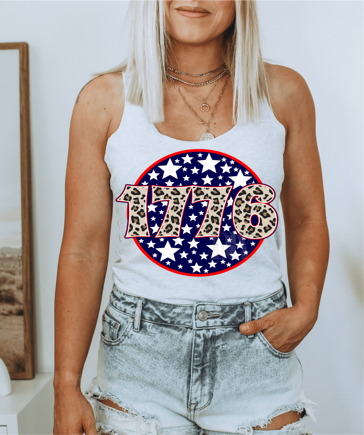 1776 America Stars circle frame July 4th DTF size DTF TRANSFERPRINT TO ORDER - Do it yourself Transfers