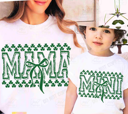 MAMA CLOVER ST PATRICK'S DAY SINGLE COLOR GREEN DTF TRANSFER PRINT TO ORDER 727