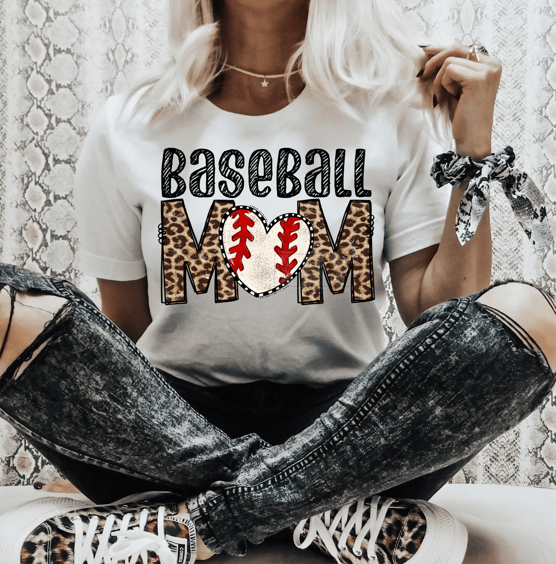 Baseball MOM heart leopard size ADULT DTF TRANSFERPRINT TO ORDER - Do it yourself Transfers