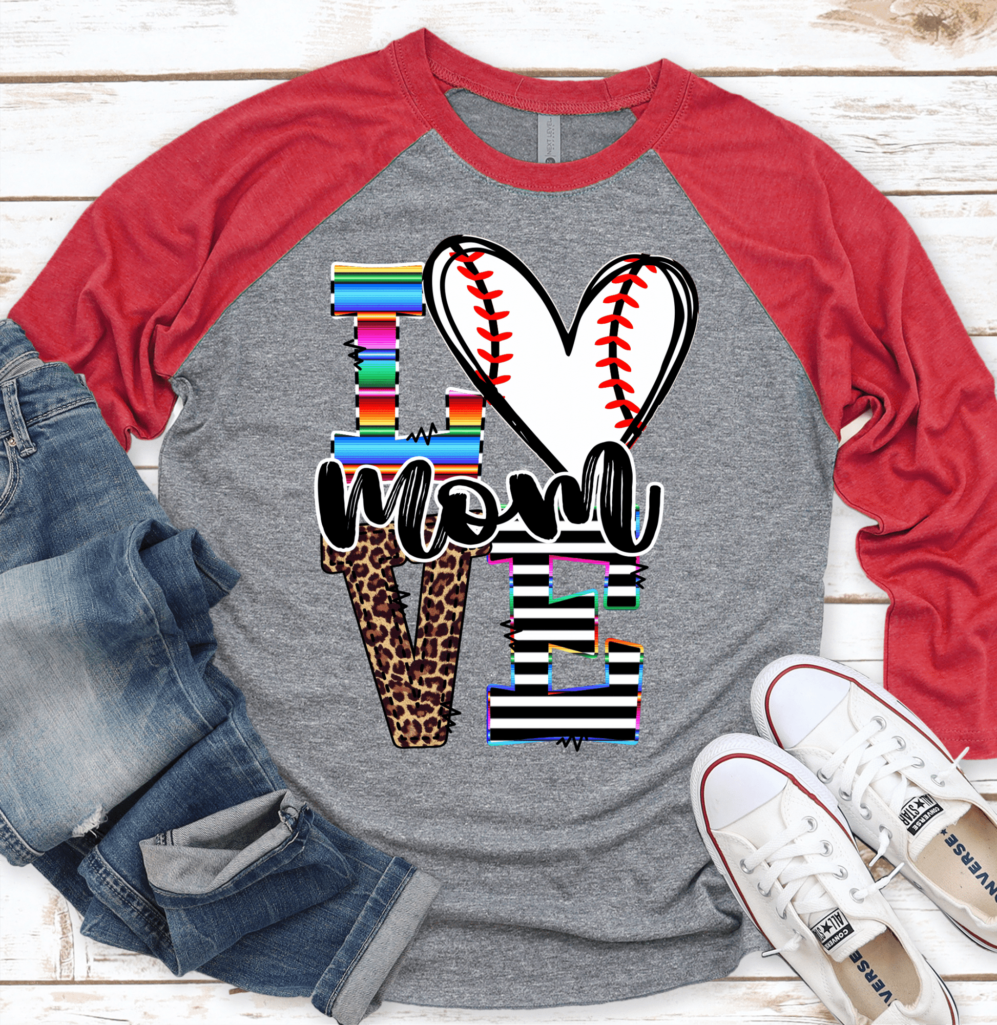 Baseball mom serape leopard LOVE DTF TRANSFERPRINT TO ORDER - Do it yourself Transfers