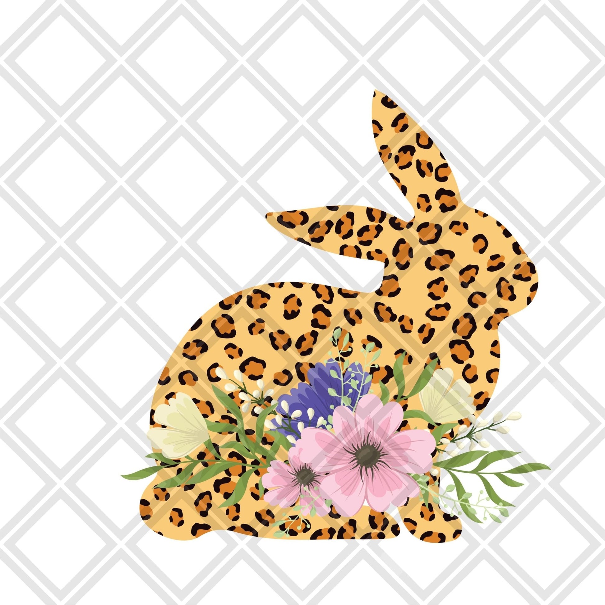 bunny with leopard texture flowers DTF TRANSFERPRINT TO ORDER - Do it yourself Transfers