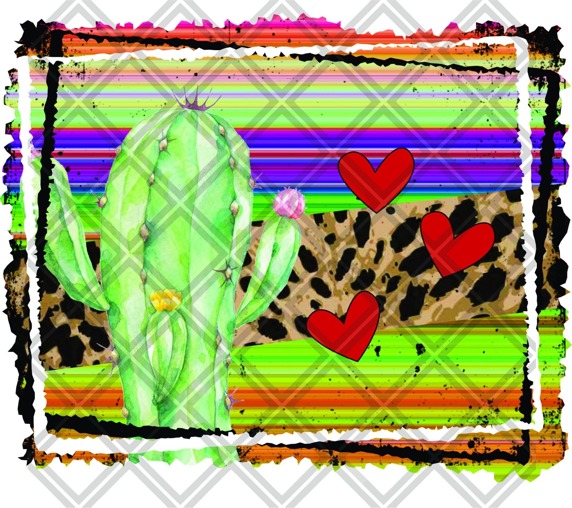 Cactus Hearts Blank Valentine Frame Multi 2 DTF TRANSFERPRINT TO ORDER - Do it yourself Transfers