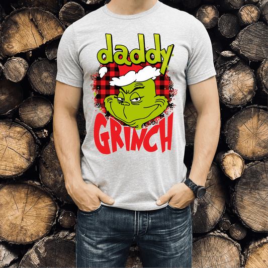 DADDY GRINCH GREEN MAN CHRISTMAS RED PLAID ADULT DTF TRANSFERPRINT TO ORDER - Do it yourself Transfers