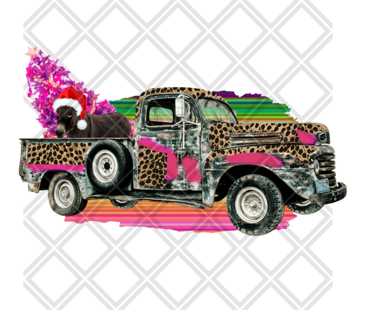 Donkey Christmas Tree Leopard Blank DTF TRANSFERPRINT TO ORDER - Do it yourself Transfers