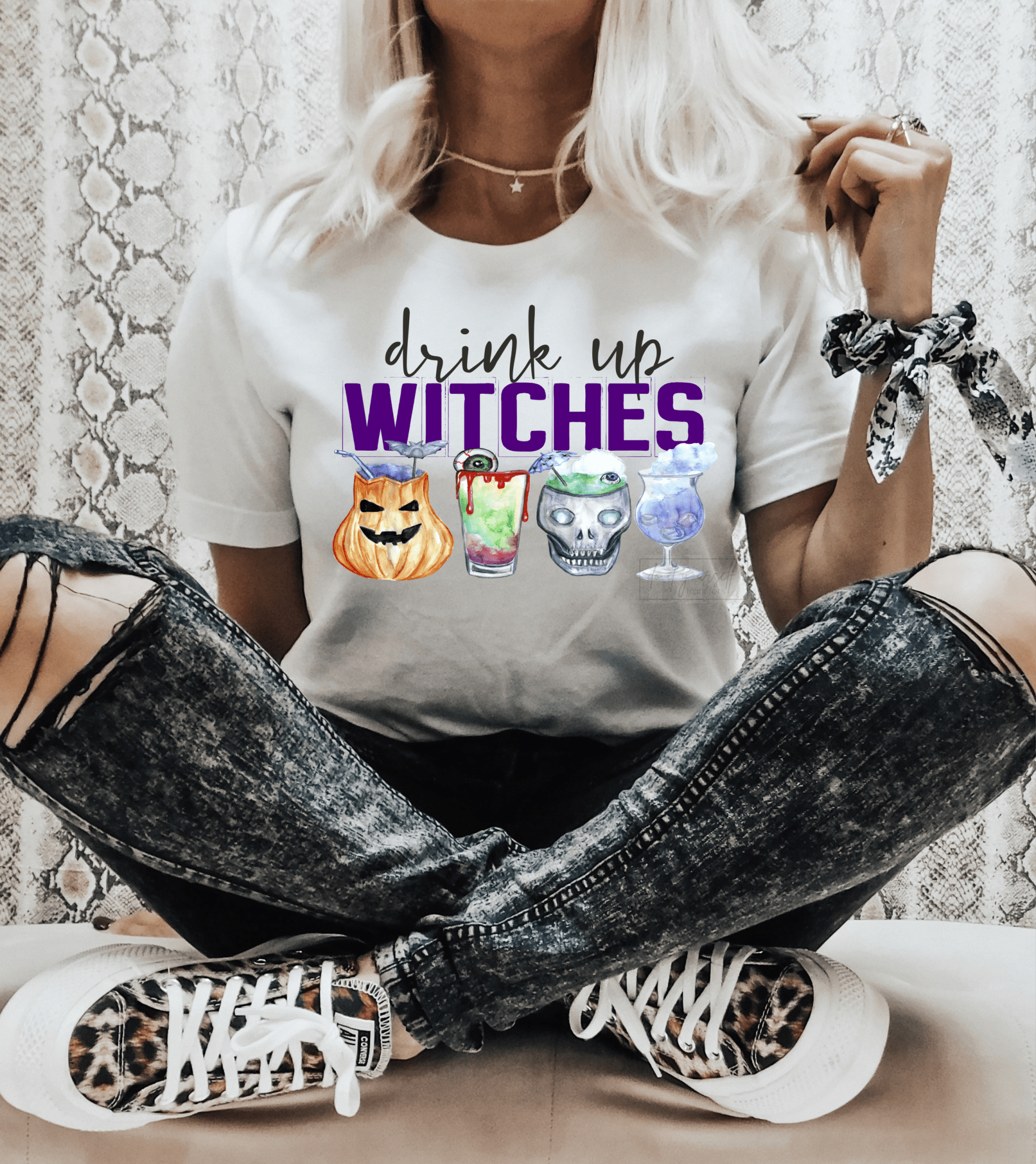 Drink up witches Halloween pumpkin size ADULT 8.5x11.5 DTF TRANSFERPRINT TO ORDER - Do it yourself Transfers