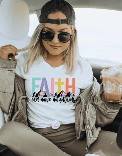 Faith can move moutains colorful cross size ADULT DTF TRANSFERPRINT TO ORDER - Do it yourself Transfers