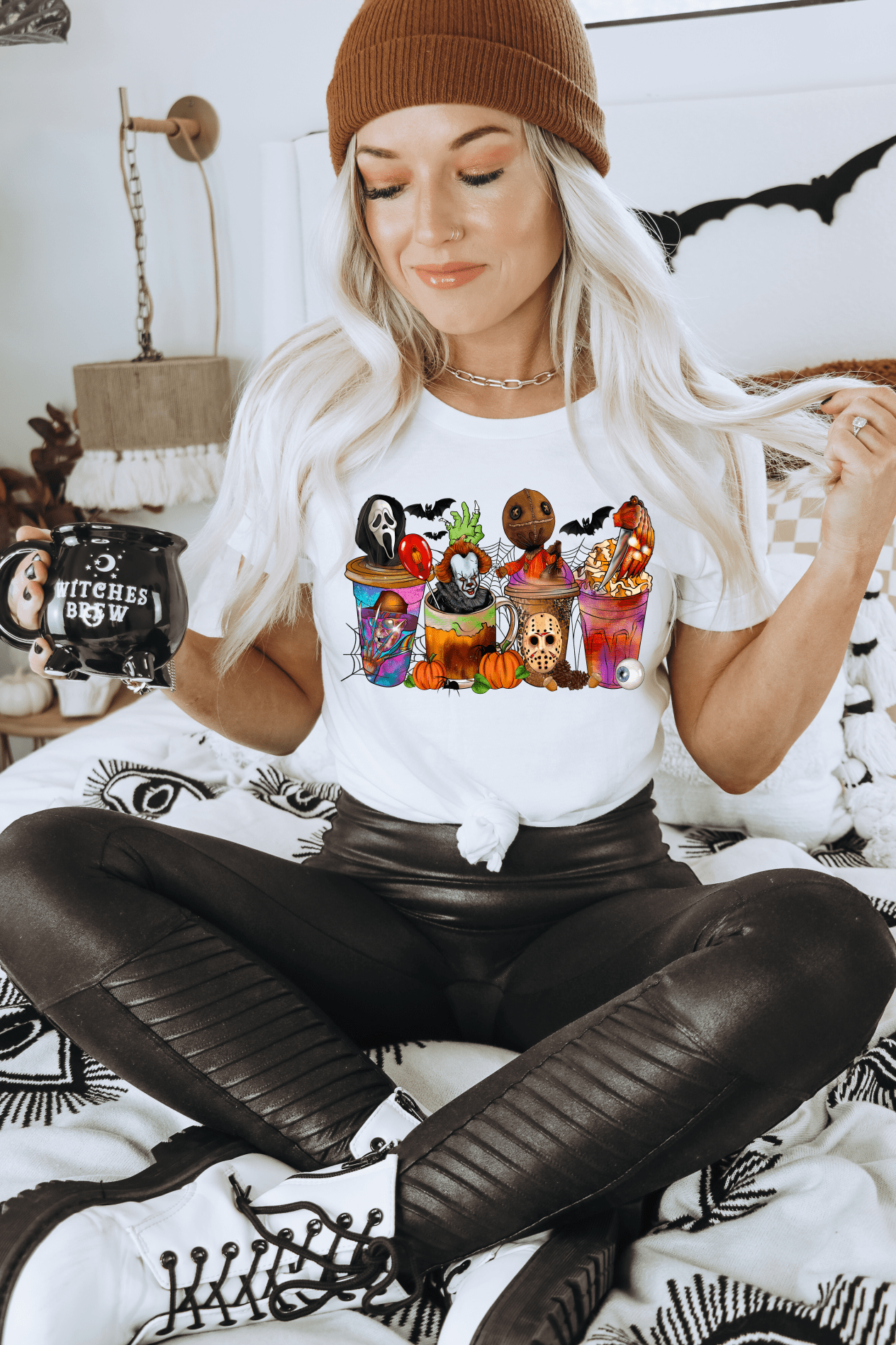 Halloween gang pumpkins coffee latte ADULT DTF TRANSFERPRINT TO ORDER - Do it yourself Transfers