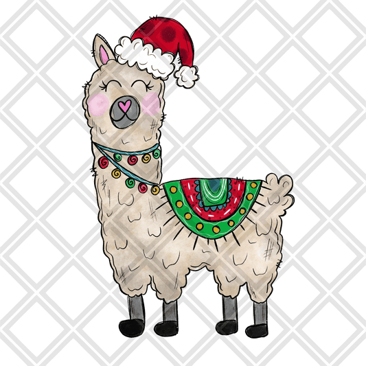 Llama christmas hat DTF TRANSFERPRINT TO ORDER - Do it yourself Transfers