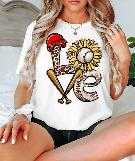 LOVE Baseball helmet bats sunflower ADULT DTF TRANSFERPRINT TO ORDER - Do it yourself Transfers