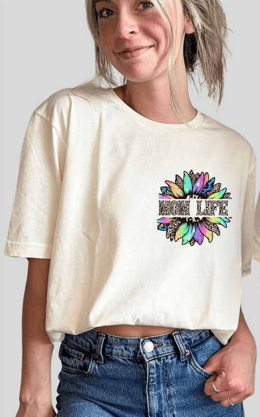 MOM LIFE sunflower multi color leopard 3.5X4 DTF TRANSFERPRINT TO ORDER - Do it yourself Transfers