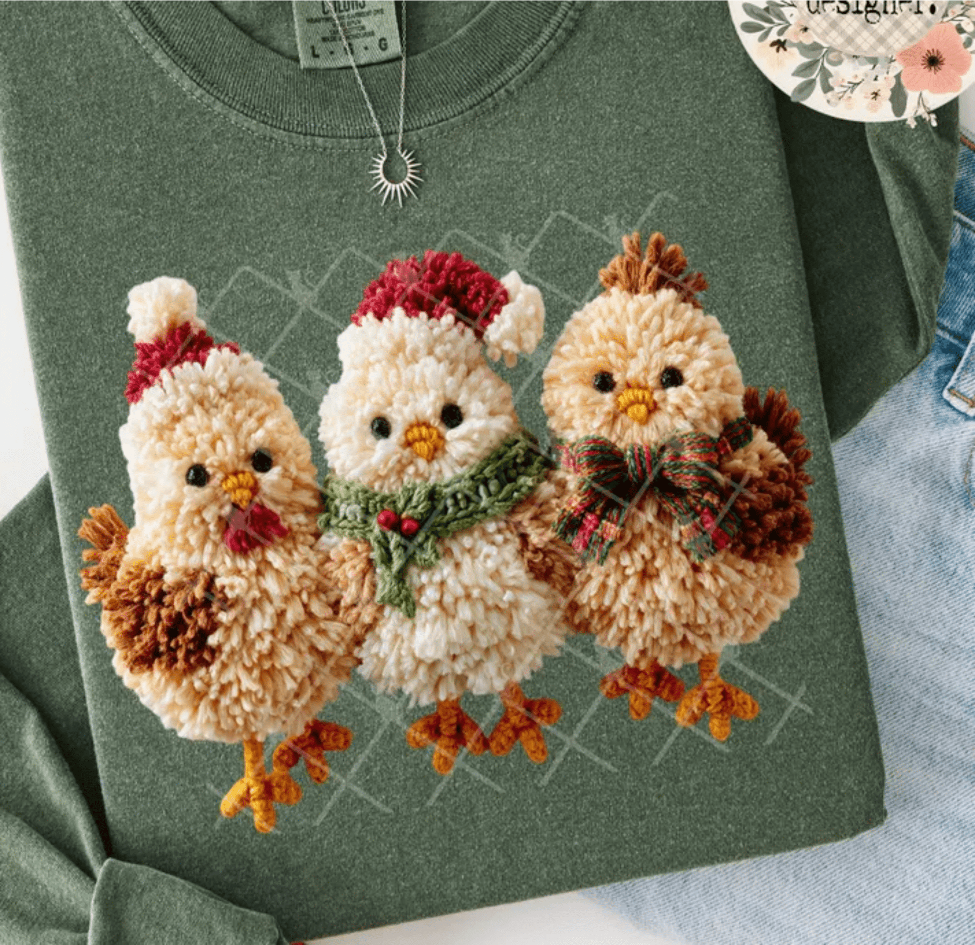 RTS CHICKEN CHRISTMAS DTF DIRECT TO FILM transfers ADULT 10X12 - Do it yourself Transfers