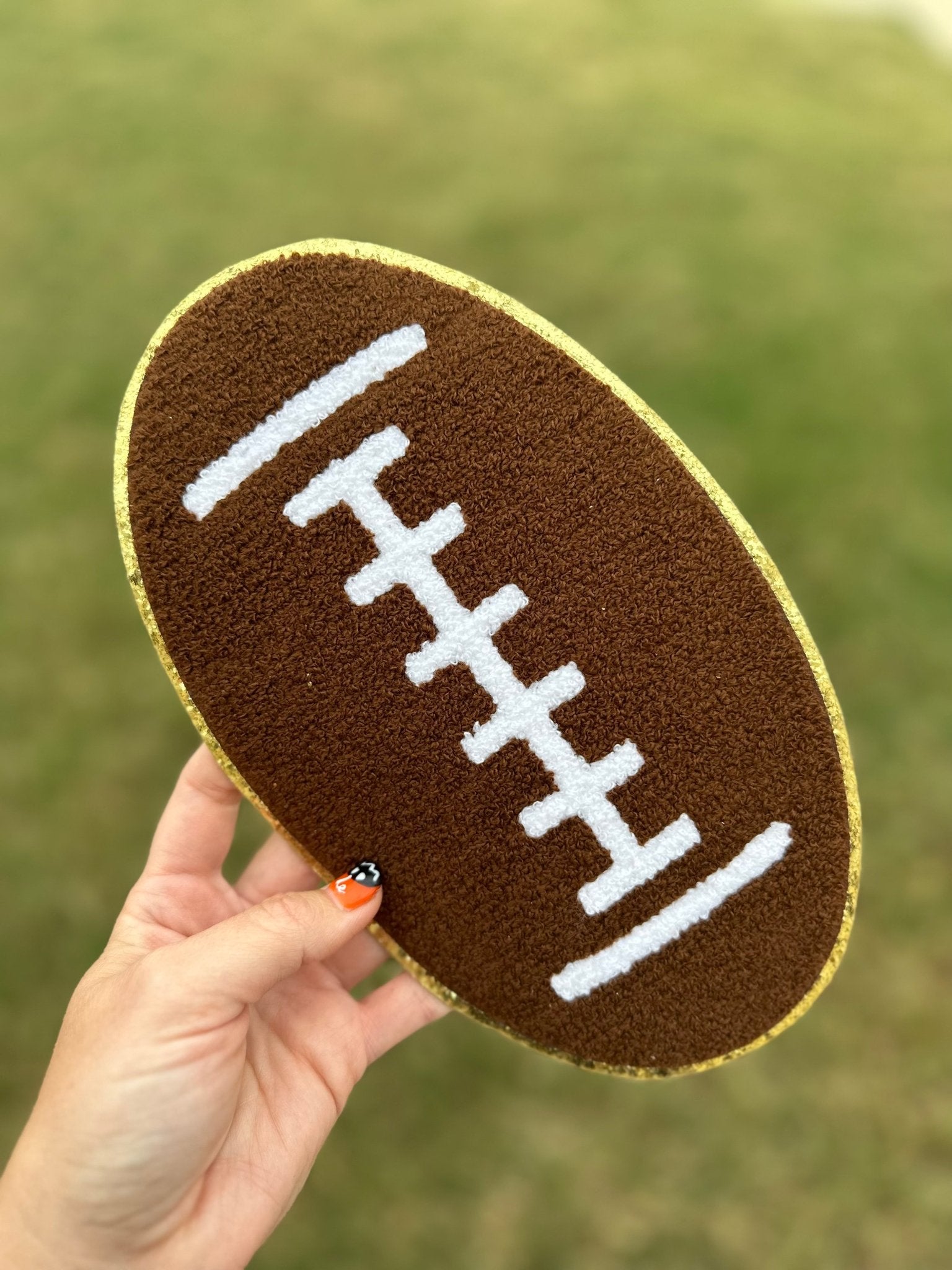 RTS FOOTBALL GOLD GLITTER Chenille Patch 11 inches in size - Do it yourself Transfers