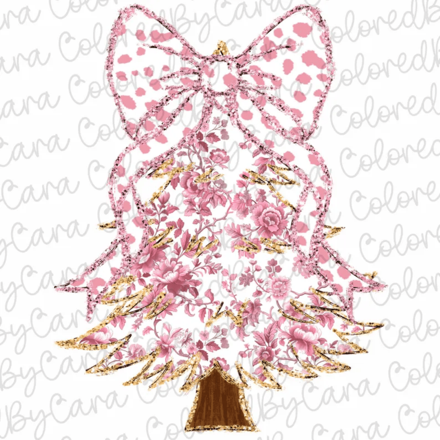 RTS Pink Christmas tree polka dot bow DTF DIRECT TO FILM transfers size ADULT 10X12. 19 - M - Do it yourself Transfers