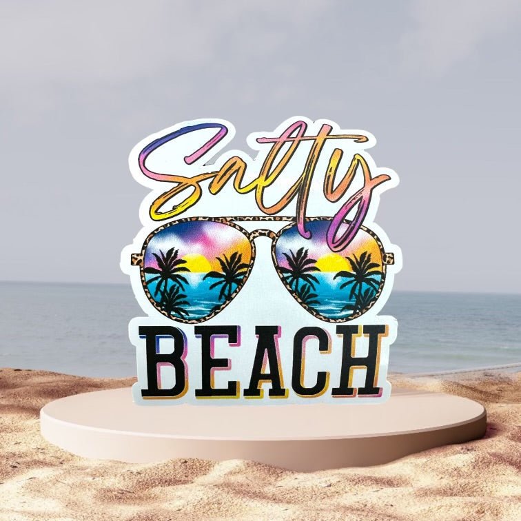 RTS Salty Beach Sunglasses Summer palm trees STICKER 3X3.5 - Do it yourself Transfers