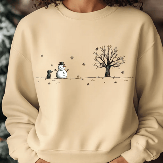 Snowman with dog Christmas Winter DTF size ADULT DTF TRANSFER PRINT TO ORDER - Do it yourself Transfers