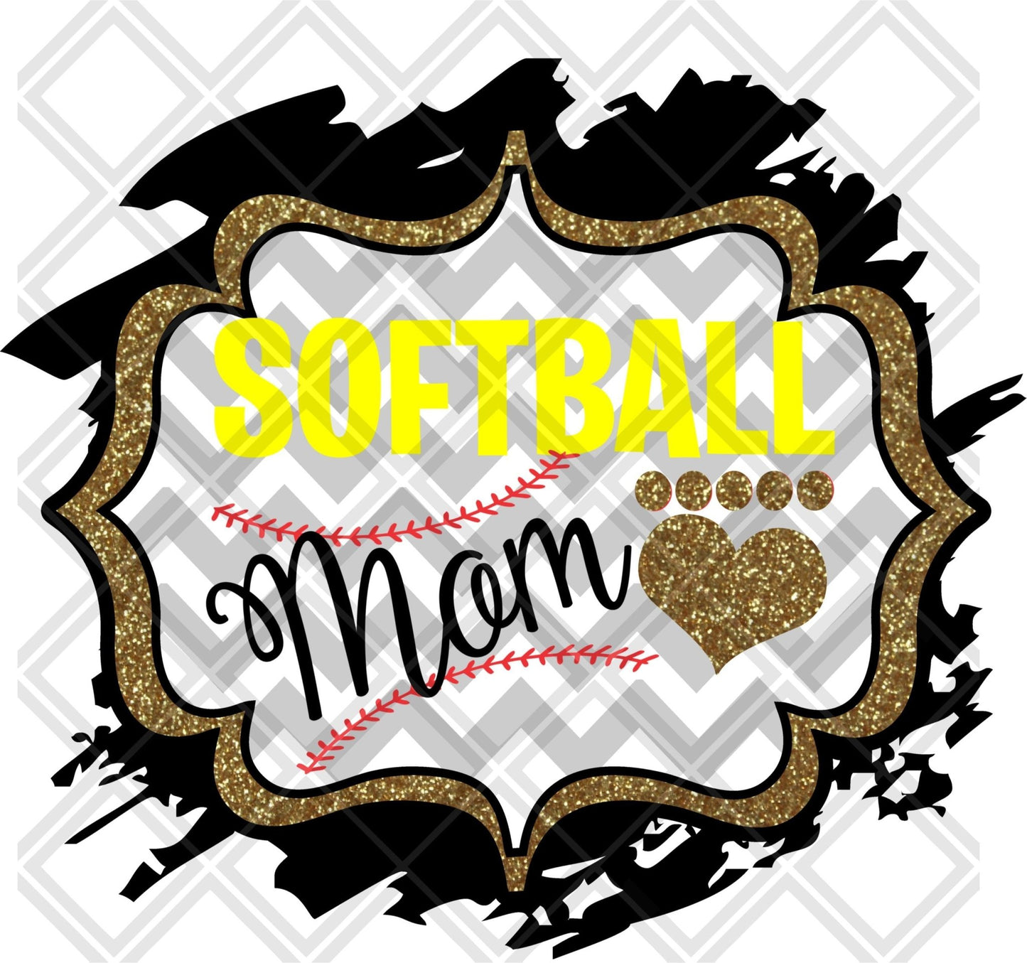 Softball Mom Frame Gold DTF TRANSFERPRINT TO ORDER - Do it yourself Transfers