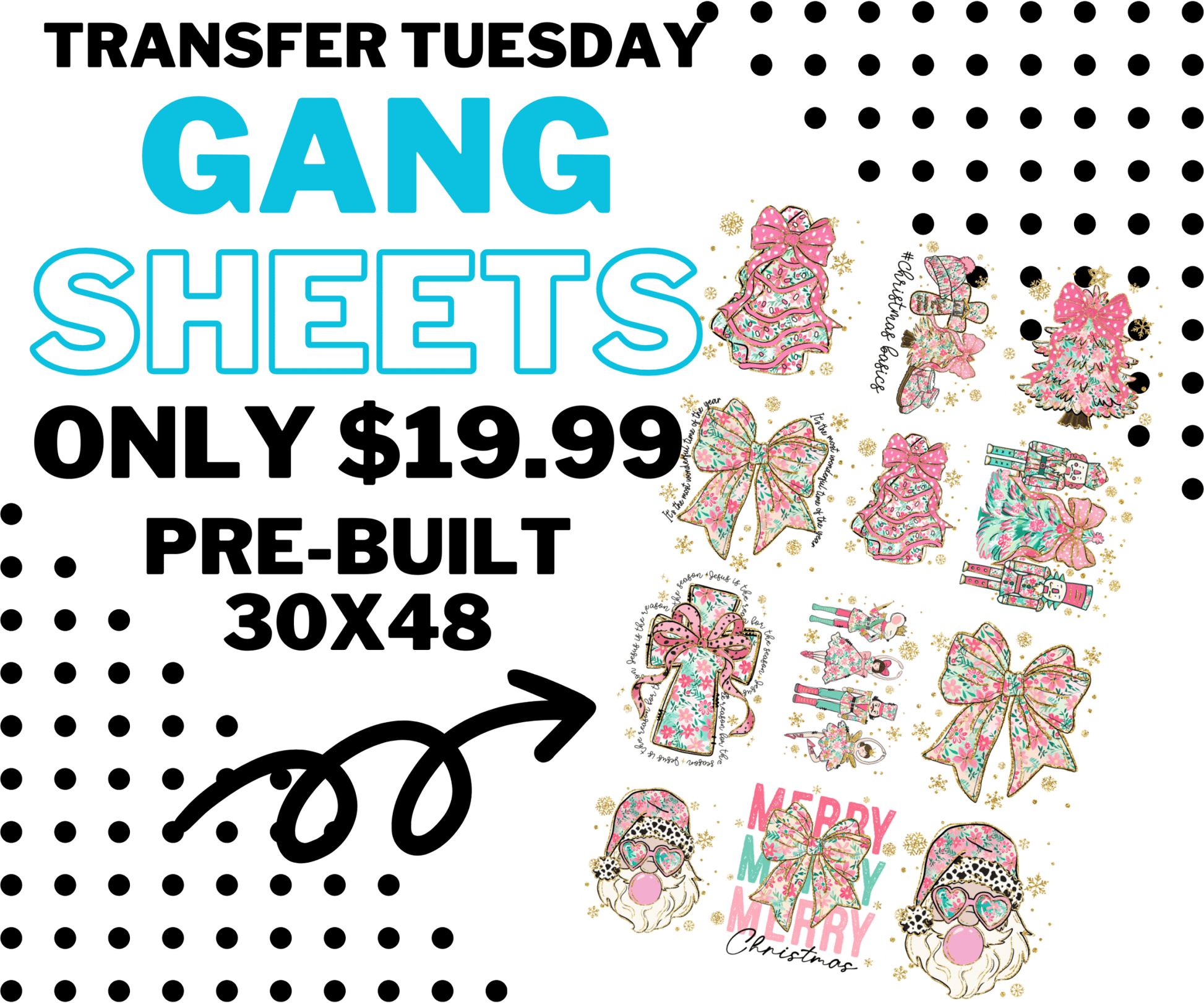 TRANSFER TUESDAY STARTS SHIPPING NOV 25TH PRE - BUILT GANG SHEETS - Do it yourself Transfers