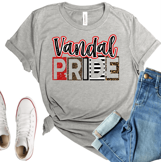 Vandal pride red black team sport DTF TRANSFERSPRINT TO ORDER - Do it yourself Transfers