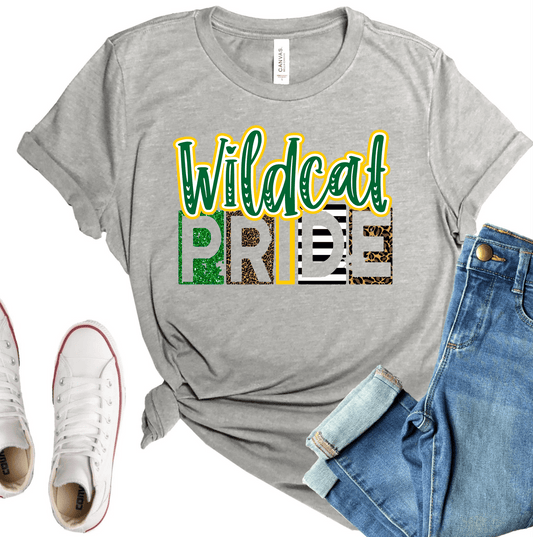 Wildcat pride green yellow team sport DTF TRANSFERSPRINT TO ORDER - Do it yourself Transfers