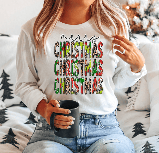 Merry Christmas Christmas Christmas leopard red green DTF TRANSFERPRINT TO ORDER 121 - Do it yourself Transfers